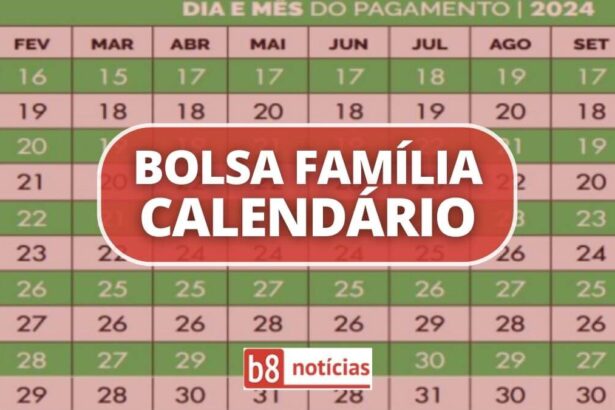 imagem com tabela do calendário do Bolsa Família em 2024